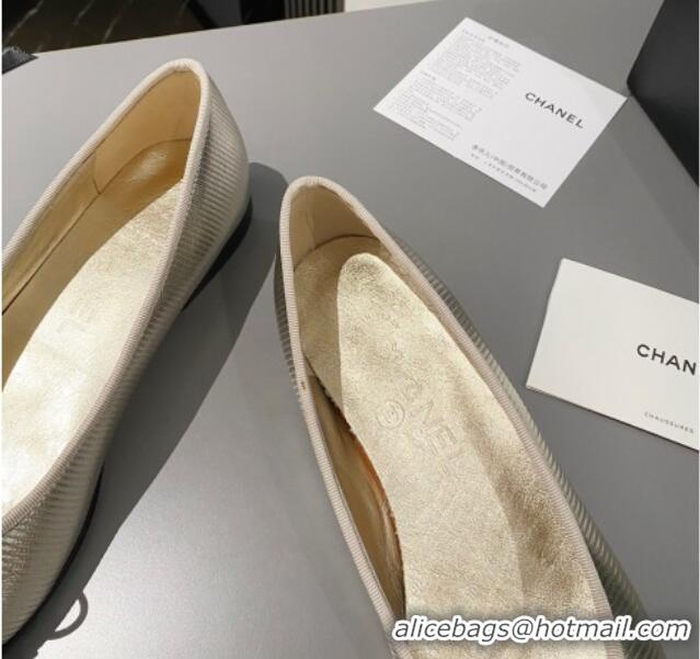 Durable Chanel Embossed Calfskin Ballet Flats Gold 103069