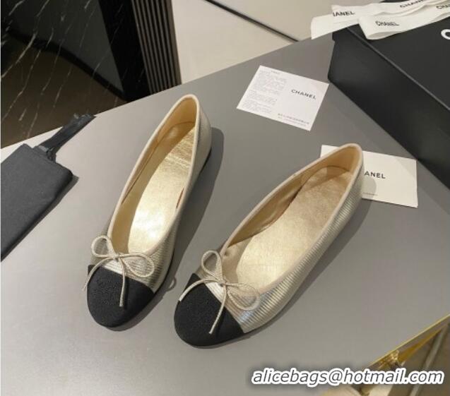 Durable Chanel Embossed Calfskin Ballet Flats Gold 103069