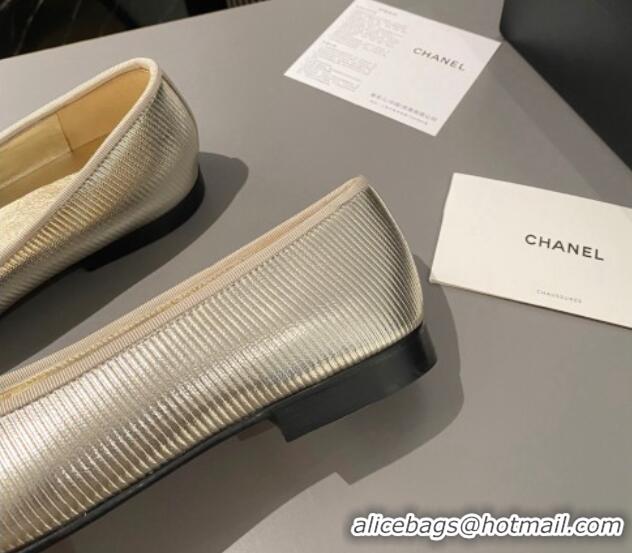 Durable Chanel Embossed Calfskin Ballet Flats Gold 103069