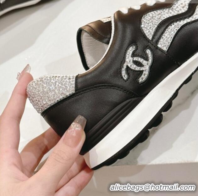 Buy Luxury Chanel Calfskin & Suede Low Top Sneakers with Crystals G45220 Black/White 107006