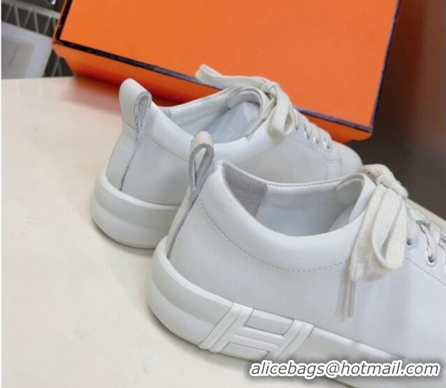 Good Product Hermes Happy Low-top Sneakers in Calfskin White 901126