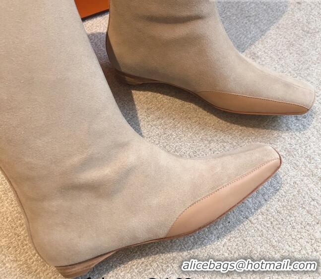 Sumptuous Hermes Last Suede High Boots Beige 918001