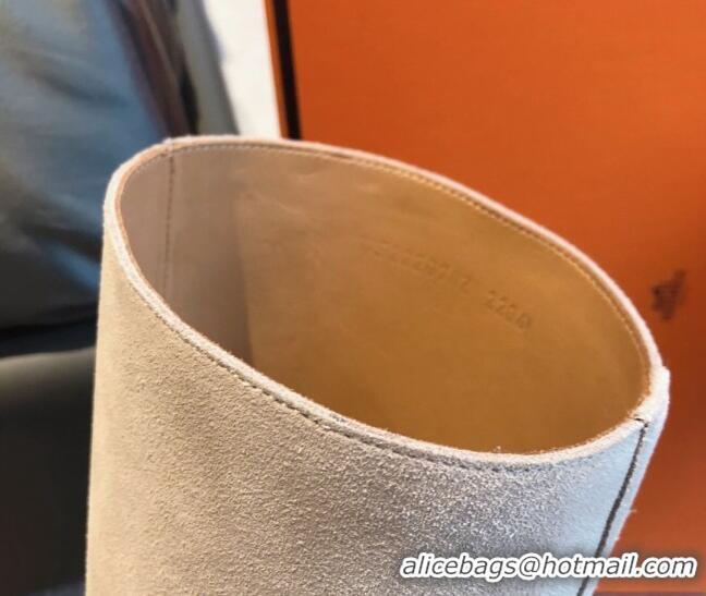 Sumptuous Hermes Last Suede High Boots Beige 918001