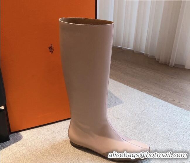 Good Quality Hermes Last Leather High Boots Nude 918003