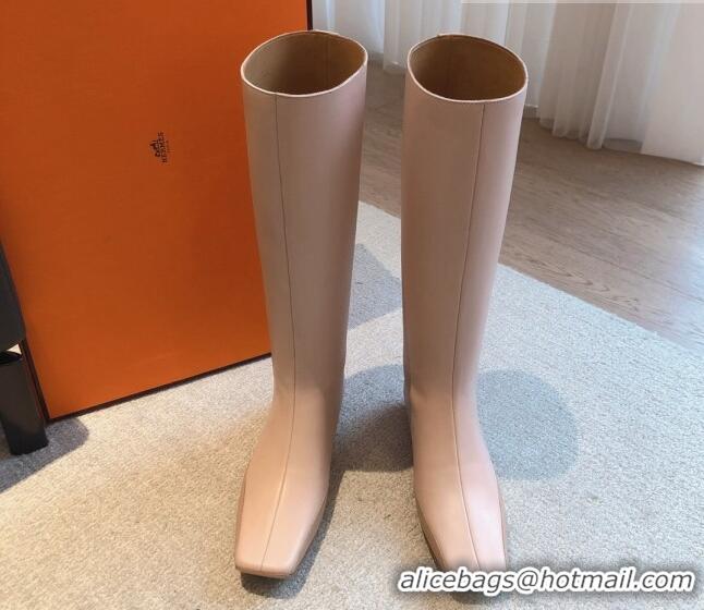 Good Quality Hermes Last Leather High Boots Nude 918003