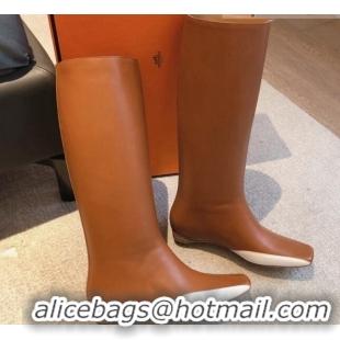 Shop Cheap Hermes Last Leather High Boots Brown 918004