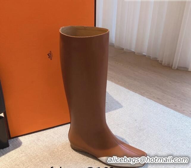 Shop Cheap Hermes Last Leather High Boots Brown 918004