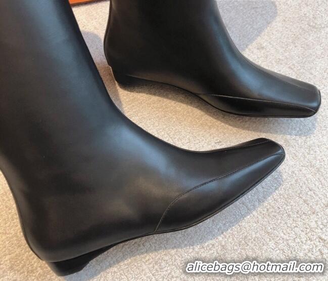 Crafted Hermes Last Leather High Boots Black 918005