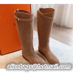 Best Price Hermes Jumping Suede High Boots Brown 918007