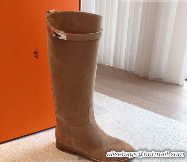 Best Price Hermes Jumping Suede High Boots Brown 918007