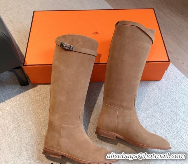 Best Price Hermes Jumping Suede High Boots Brown 918007