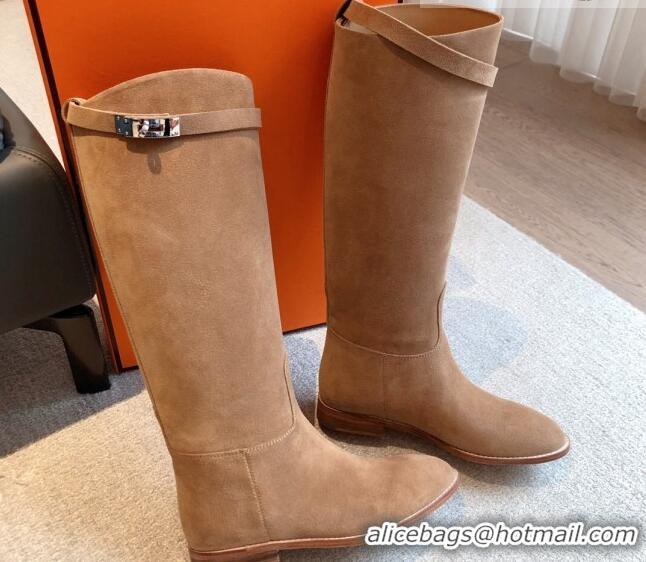 Best Price Hermes Jumping Suede High Boots Brown 918007