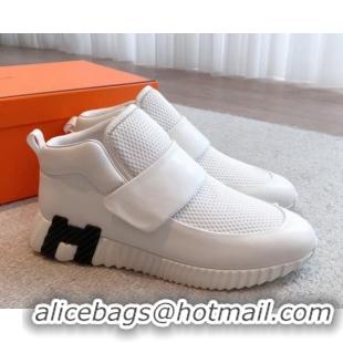 Shop Duplicate Hermes H Sneakers in Suede and Mesh White1/Black 918012