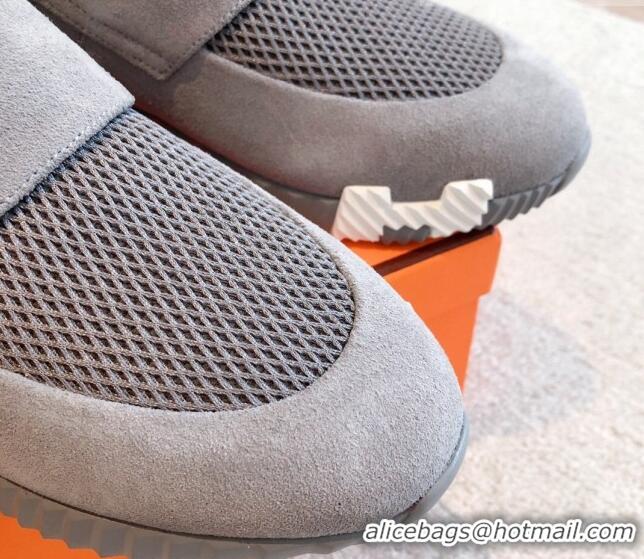 Buy Discount Hermes H Sneakers in Suede and Mesh Dark Grey 918014