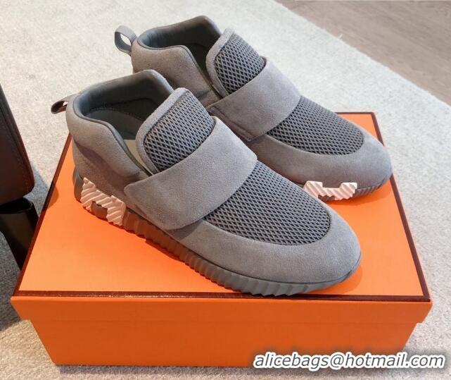 Buy Discount Hermes H Sneakers in Suede and Mesh Dark Grey 918014