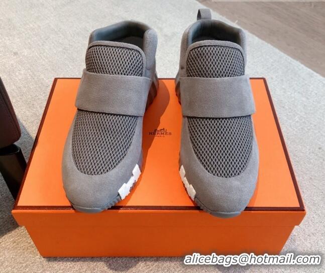 Buy Discount Hermes H Sneakers in Suede and Mesh Dark Grey 918014