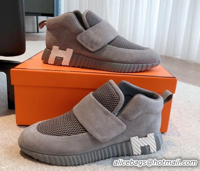 Buy Discount Hermes H Sneakers in Suede and Mesh Dark Grey 918014