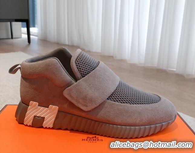 Buy Discount Hermes H Sneakers in Suede and Mesh Dark Grey 918014