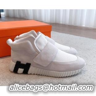 Purchase Hermes H Sneakers in Suede and Mesh Light Grey/White 918015