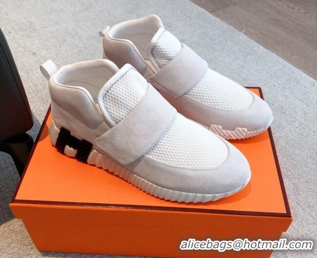 Purchase Hermes H Sneakers in Suede and Mesh Light Grey/White 918015