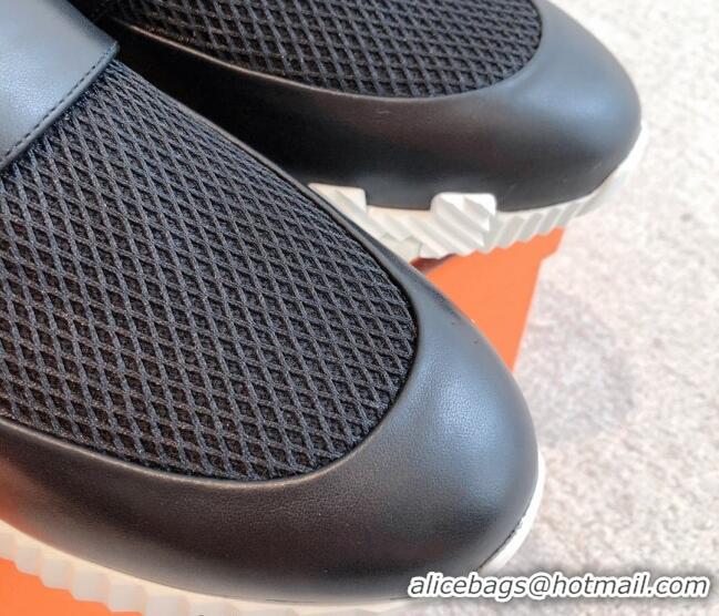 Popular Style Hermes H Sneakers in Suede and Mesh Black1/White 918018