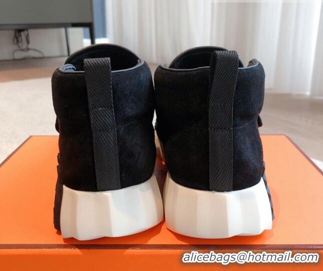 Stylish Hermes H Sneakers in Suede Black 918021