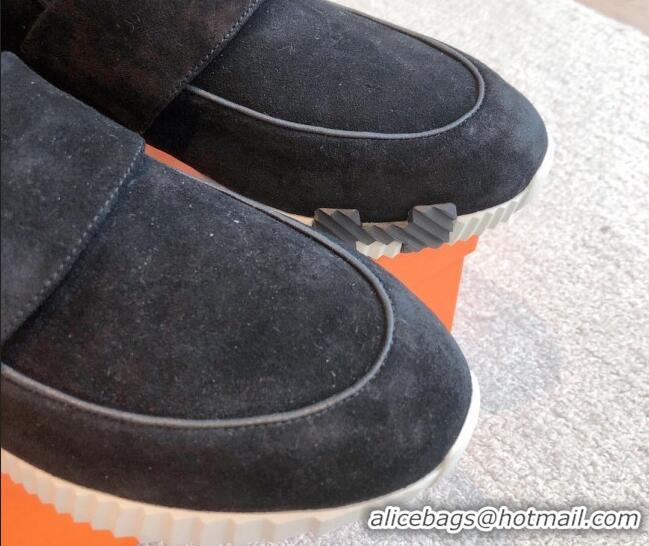 Stylish Hermes H Sneakers in Suede Black 918021