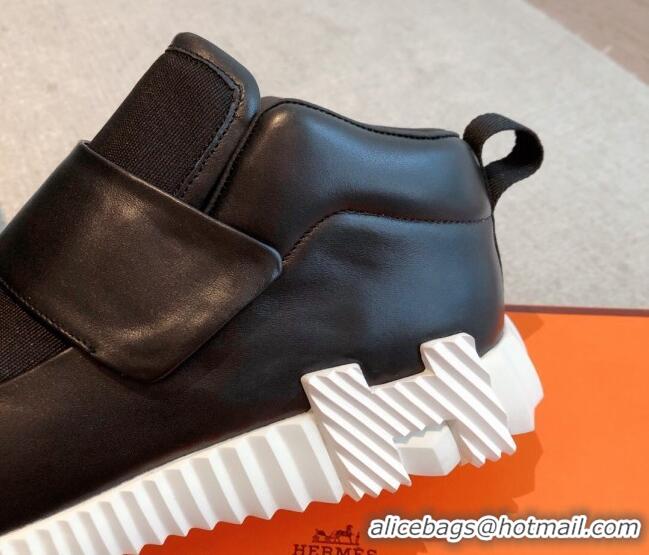 Most Popular Hermes H Sneakers in Leather and Fabric Black 918023