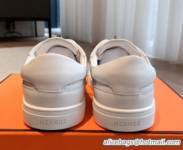 Big Discount Hermes Day Sneakers in Perforated Calfskin with Kelly Buckle White 918035