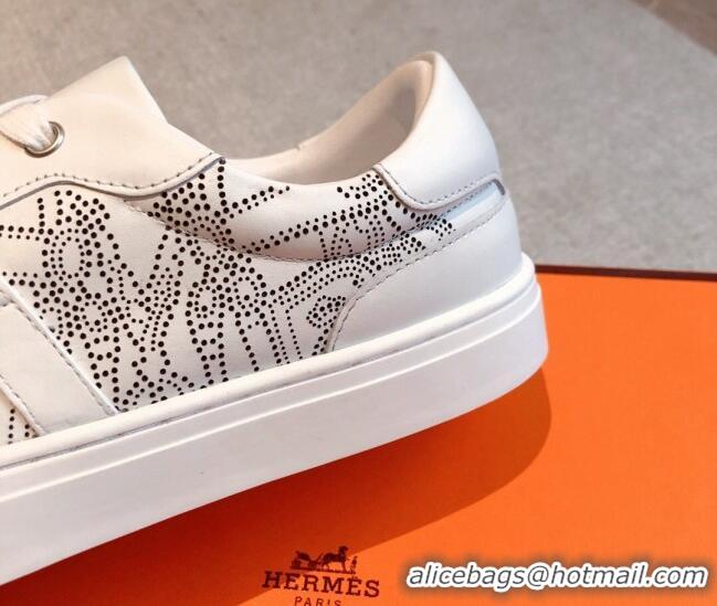 Big Discount Hermes Day Sneakers in Perforated Calfskin with Kelly Buckle White 918035