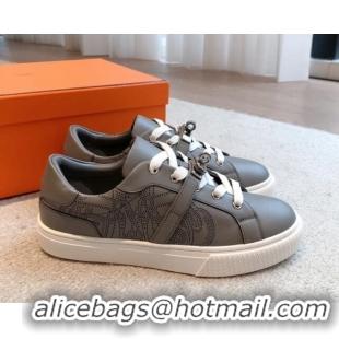 Top Grade Hermes Day Sneakers in Perforated Calfskin with Kelly Buckle Grey 918036