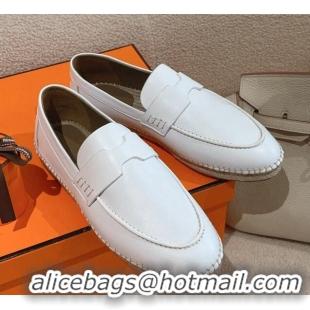 Best Price Hermes Trip Espadrilles Flat in Calfskin White 014028