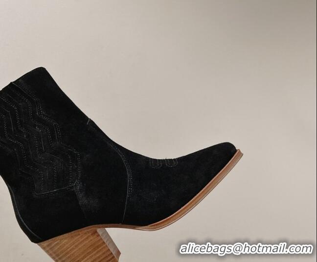 Best Product Hermes Vegas Ankle Boots in Embroidered Suede Black 014034