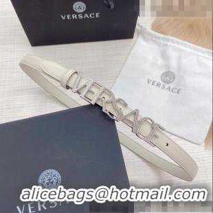 ​Super Quality Versace Smooth Calfskin Belt 2cm with Crystal Signature 060150 White