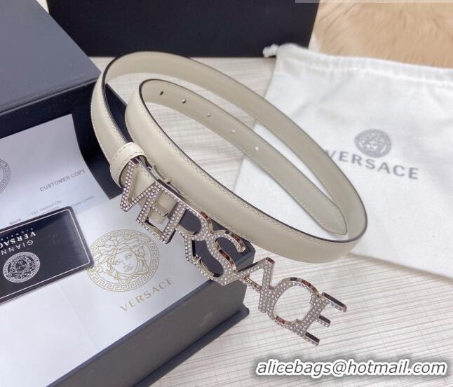 ​Super Quality Versace Smooth Calfskin Belt 2cm with Crystal Signature 060150 White