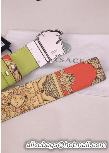 ​Top Quality Versace La Medusa Royal Rebellion Print Leather Belt 4cm with Silver Buckle V1694