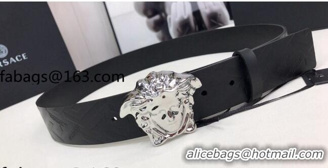 ​Good Taste Versace La Medusa Greca Logo Leather Belt 4cm Silver V1695