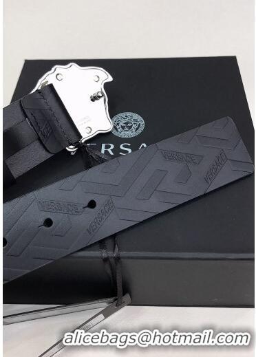 ​Good Taste Versace La Medusa Greca Logo Leather Belt 4cm Silver V1695