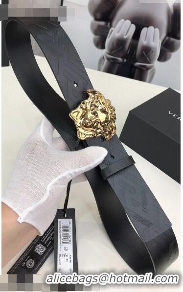 Well Crafted Versace La Medusa Greca Logo Leather Belt 4cm Gold V1697