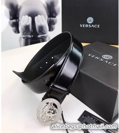 Shop Grade Versace Medusa Patent Leather Belt 4cm 08031 Black/Silver