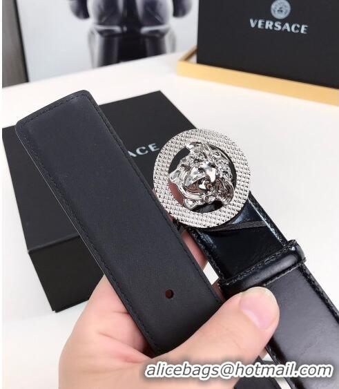 Shop Grade Versace Medusa Patent Leather Belt 4cm 08031 Black/Silver