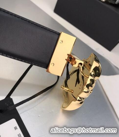 ​Top Grade Versace La Medusa Printed Leather Belt 4cm 08032 Yellow/Black/Gold