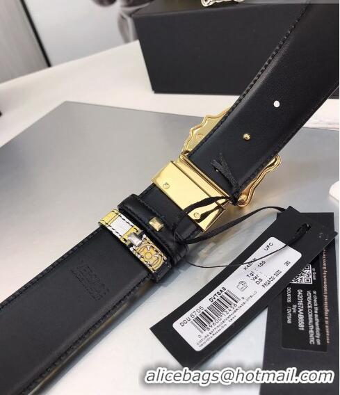 ​Top Grade Versace La Medusa Printed Leather Belt 4cm 08032 Yellow/Black/Gold