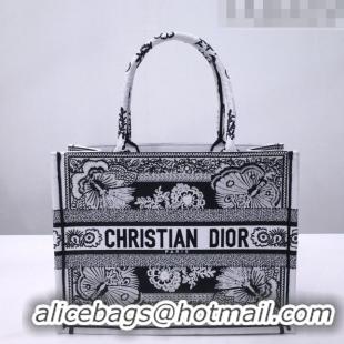 Big Discount Dior Medium Book Tote in White Multicolor Butterfly Bandana Embroidery CD1327