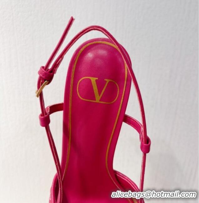 Purchase Valentino VLogo Slingback Pumps 7.5cm in Woven Calfskin with Crystals Dark Pink 027030