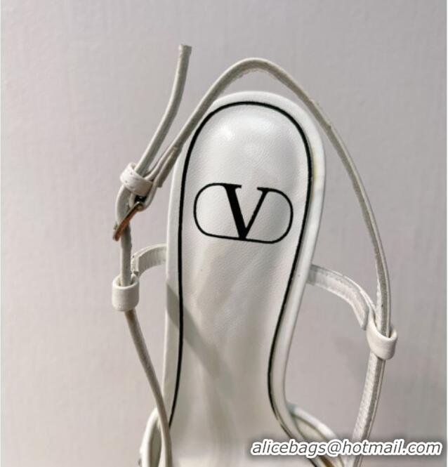 Most Popular Valentino VLogo Slingback Pumps 7.5cm in Woven Calfskin with Crystals White 027035