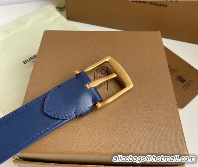 Trendy Design Burberry Check Canvas Belt 3.5cm 110622 Navy Blue Leather/Gold