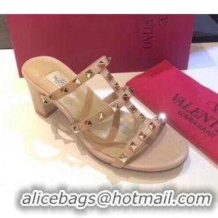 Luxury Discount Valentino Stud Slide Sandals with 6.5cm Nude 110401