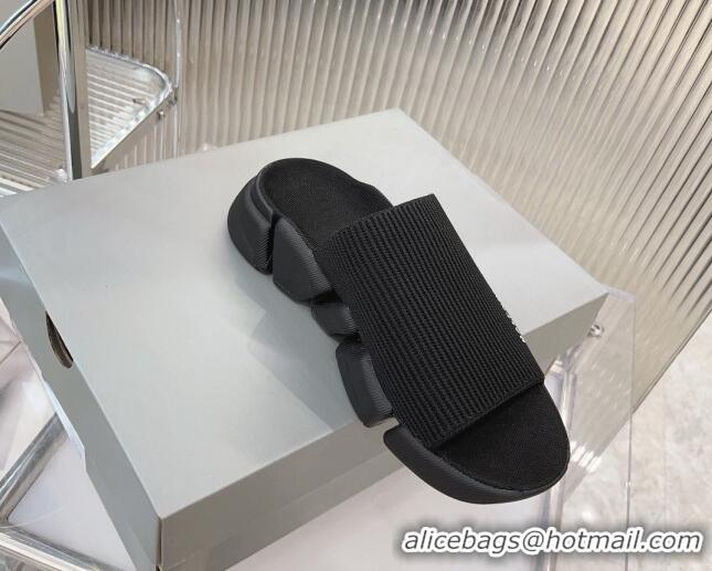 Luxury Balenciaga Speed 2.0 Knit Slide Sandal Black 902080