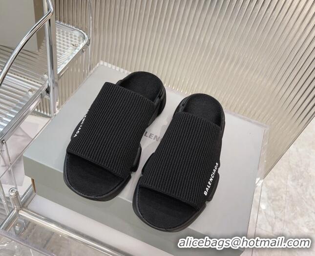 Luxury Balenciaga Speed 2.0 Knit Slide Sandal Black 902080